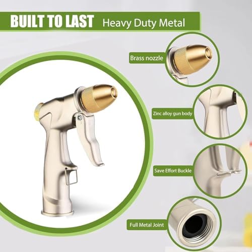 All-Metal Garden Hose Nozzle, Multiple Adjustable Spray Patterns - Image 2