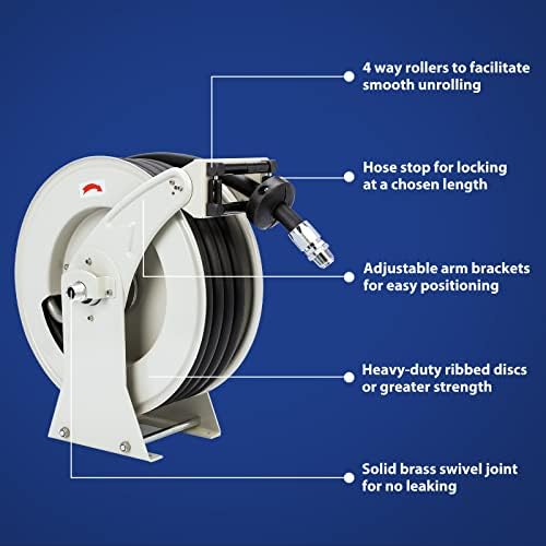 Fuel Hose Reel 3/4" x 50', Retractable Diesel Reel with Nozzle - Image 5