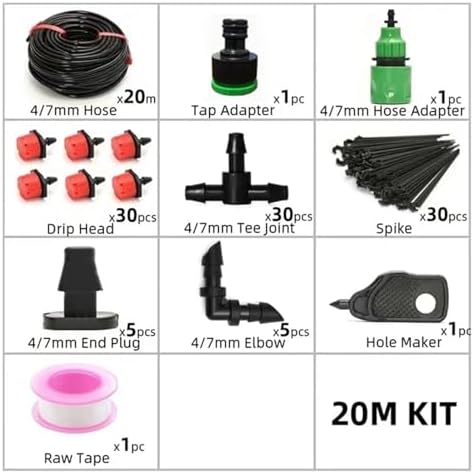 Ship Accessories 5-60M Plant Watering Set Watering Kits Adjustable Drippers for Irrigation Micro Garden Watering System Irrigation Accessories(20M30Pcs) - Image 2