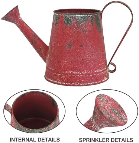 Cute Small Watering Can Indoor Plants Garden Metal Decorative Watering Cans for Outdoor Plants Bonsai Outdoor Garden Flower Decorative (Red, 1.5L, 50.7 Oz) - Image 4