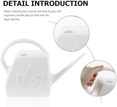 FENICAL Large 2l Watering Can for Outdoor Plants with Long Spout, White Plastic Plant Waterer for Garden and Patio Use - Image 3