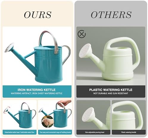 Metal Watering Can for Outdoor Plants, Watering Can 1 Gallon (Leaf Green) - Image 5