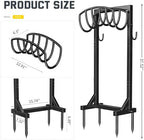 Kesfitt Garden Hose Holder Stand with 4 Spikes & 2 Tool Hooks, Detachable Heavy Duty Metal Freestanding Hose Reel Outdoor Organizer for Lawn Yard Water Storage Rack - Image 6