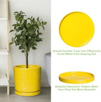 Eightpot Plant Drip Trays, 11.4 Inch Plant Saucers for Indoors, Ceramic Plant Saucers for Outdoors, Round Plants Plates to Catch Water, Boho Decorative Plants Dishes to Catch Water, Yellow - Image 5