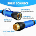 YOTOO Heavy Duty Hybrid Garden Water Hose 5/8-Inch by 25-Feet 150 PSI Kink Resistant, Flexible with Swivel Grip Handle and 3/4" GHT Solid Brass Fittings, Blue - Image 3