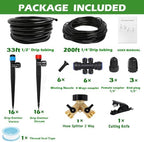 233FT Drip Irrigation System Kit with Quick-Connect System,33FT 1/2" Mainline & 200FT 1/4" Tubing,Brass Y-Type Splitter,Adjustable Nozzle Types.Garden Efficient Sprinkler System Kit - Image 2