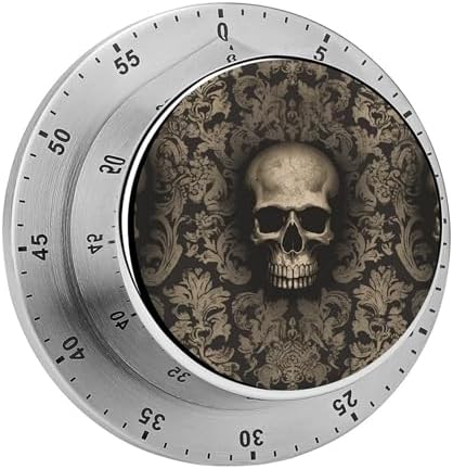 Mechanical Kitchen Timers for Cooking,Gothic Wallpaper Skull Printed 60 Minute Magnetic Countdown Timer,Cute Cooking Timers with Alarm,Stainless Steel Time Timer Manual No Batteries Required by Unknown
