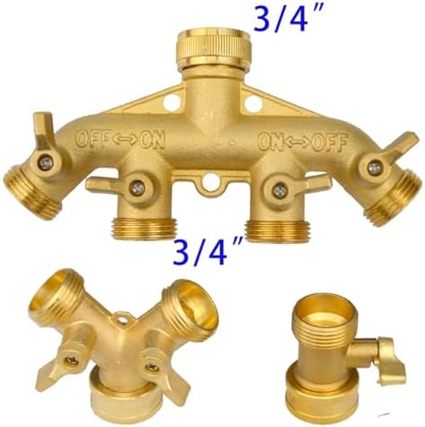 Duty Brass 1-2-4 way Splitter Garden Hose Hexagonal Connector with Comfortable Grip Shut Off Valves Adapter Water Tap(2pcs 1 Way EU) - Image 5