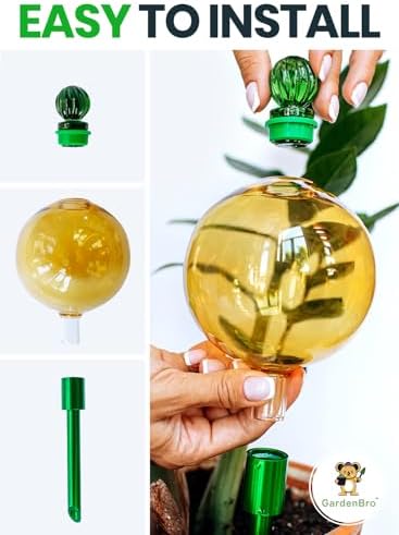 16 Oz 2 pcs Plant Watering Globes for Indoor Plants with Metal Self Watering Planter Insert - Premium XL Glass Hand-Blown Globes - Automatic Plant Waterer Indoor, Gift for Gardeners [Golden & Mosaic] - Image 4