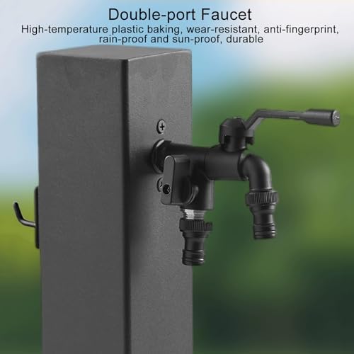 Stainless Steel Freestanding Garden Water Column with Irrigation Fountain Post and Hose Rack Outdoor Vertical Antifreeze Faucet for Backyard Washing 60cm/23.6in Height - Image 4