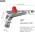 2 Inch Metal for Impact Sprinkler, 360 Degree Adjustable Agriculture Irrigation Sprayer for Farm Garden Lawn, Zinc Alloy High Pressure Watering Nozzle with 130ft Range, Silver - Image 3
