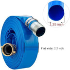 DAVCO 1.25" ID x 100 ft Pool Backwash Hose, Heavy Duty Reinforced Blue PVC Lay Flat Water Discharge Pump Hoses For Swimming Drain Pools and Clean Filters, with Brass NPT Pin Lug and KC Nipple Fittings - Image 3