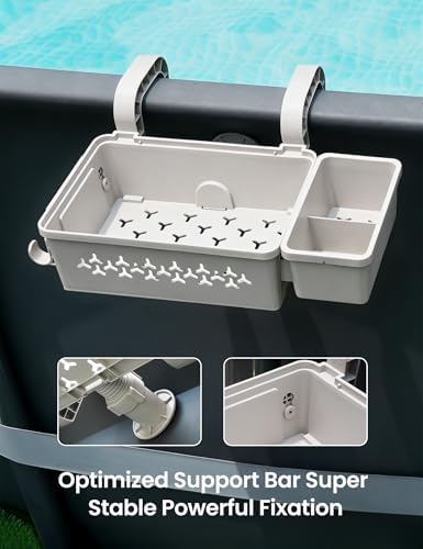 SUMMERBUDDY 2 Sets Upgrade Poolside Storage Basket, Above Ground Pool Storage Basket with Pool Cup Holder, For Steel Round or Oval Frame Above Ground Pools, Fits 3 Inch or Less Top Rail - Image 6