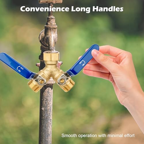 SheeChung RV Hose Splitter 2 Way Heavy Duty, Garden Hose Splitter With Stainless Steel Long Handle and Short Garden Hose 8ft x 5/8",Water Hose for Hose Reel Faucet,Lightweight,Leak Free,Flexible - Image 4