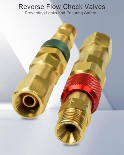 Regulator to Hose Quick Connect Fittings Set with Check Valves for Torch Welding, Brass Torch to Hose Set Replace QDB30 312-QDB30 - Image 5