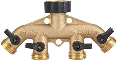 4 Way Brass Hose Splitter, Brass Tap Connector with 4 Independent Shut Off Valves, 3 Inch Garden Hose Adapter for Watering Lawns Flowerbeds Vegetable Beds (#1) - Image 6