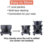 DUNCHATY Stackable Planter, Vertical Garden Planter with Wheels and Tools, Self Watering Strawberry Planter Indoor/Outdoor 7 Tier Herb Planter Pots for Growing Vegetables and Succulents, Dark Gray - Image 6