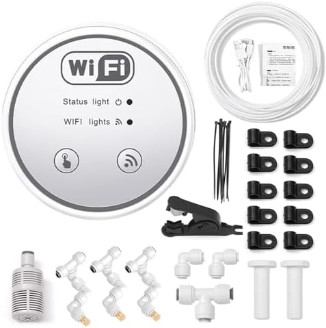 Estink WiFi Gardening Water Timer, Metal Automatic Irrigation System with App Control, Custom Schedules, Quiet Fine Mist Spraying for Garden Balcony Indoor Plants (3 nozzles Set) - Image 2