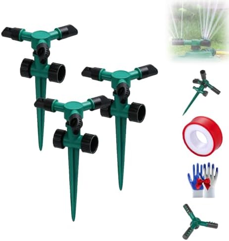 360-Degree Rotating Garden Sprinkler for Yard Large Area Coverage, Automatic Water Sprayer Irrigation for Garden, Adjustable Angle Water Sprinklers for Yard Lawn Greenhouse Vegetable Watering (3pcs) by Krisuary