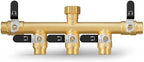 Garden Hose Splitter, 5 Way Heavy Duty Brass hose splitter, Water Hose Bib Spigot Splitter with 0.59" Full Flow Ball Valve Outlet & Shut-Off Valve 3/4'' Connector Outdoor Water Faucet Adapter by ZaakWang