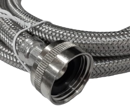 Stainless Steel Washing Machine 5' Set Inlet Fill Hoses with Washers - Image 3