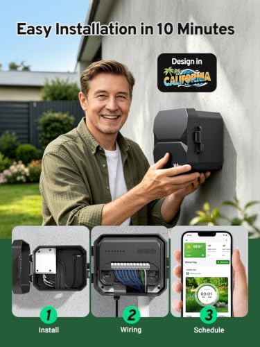 Outdoor Smart Sprinklers Controller 2.4GHz WiFi, Irrigation Controller Easy Use App Enabled, 4 Zones + 16 Plans, Save Water Auto Skip Rain, Freeze & Wind, 10 Minutes Install - Image 5