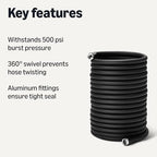 Amazon Basics Heavy-Duty Garden Water Hose, 50ft, Crush-Resistant Aluminum Couplings, Tangle-Free 360° Swivel, 500 PSI Burst Pressure - Image 2