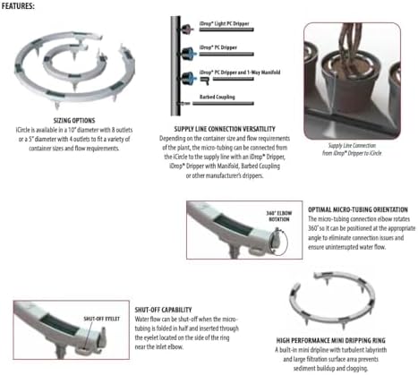 10 Pack - Premium Hevy Duty Drip Irrigation Watering Ring for 1/8" .125 Inch Tubing, Halo, Circle, Great for Greenhouse & Commercial Grower Applications (5" Diameter Ring, 10) - Image 3