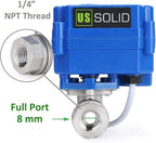 U.S. Solid 1/4 in Motorized Ball Valve, NSF Certified 304 Stainless Steel Electric Valve, Normally Closed, 9-24V DC, 5-Wire Control with Open/Closed Signal Output, Full Port (12-Pack) - Image 4