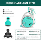 Hose Reel Cart Garden Hose Reels for Outside Retractable Handheld Outdoor Hose Reels, Hand Crank Hose Organiser, Compact Portable Hose Cart, with Water Gun (A Hose Cart+15m Pipe) - Image 6