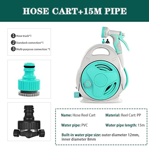 Hose Reel Cart Garden Hose Reels for Outside Retractable Handheld Outdoor Hose Reels, Hand Crank Hose Organiser, Compact Portable Hose Cart, with Water Gun (A Hose Cart+15m Pipe) - Image 6