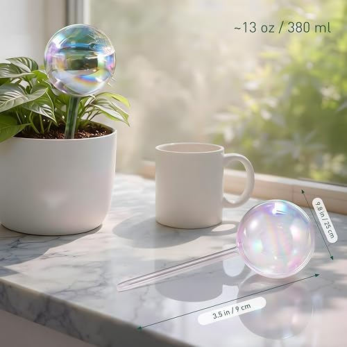 Soilagua Large Rainbow Plant Watering Globes, Extra-Thick Glass, 4 Pack - Image 3