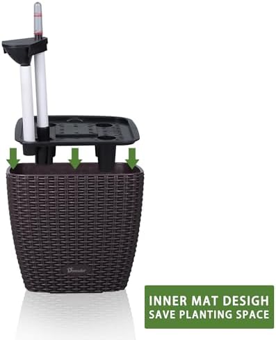 Dexceder 11x10 Self Watering Planter (Brown Rattan) - Image 4