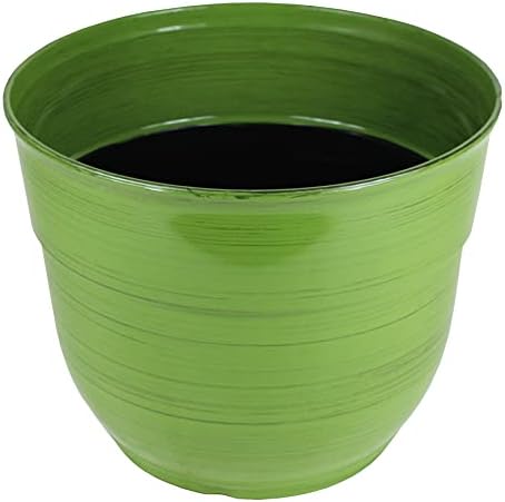 Garden Elements Indoor/Outdoor Glazed Brushed Happy Plastic Planter, Large, Dark Green, 15" (Pack of 2) - Image 4