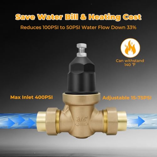 3/4‘’ NR3XL Water Pressure Reducing Valve With Double Union FNPT Connection - Image 3