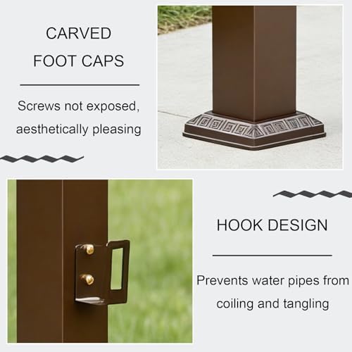 Vertical Square Garden Water Column with Faucet - Decorative Copper Red Water Hose Stand, Floor Mounted Dispenser for Patios, Lawns, and Backyards - Image 5