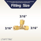 LTWFITTING 3/16-Inch OD Compression Tee,Brass Compression Fitting(Pack of 25) - Image 2