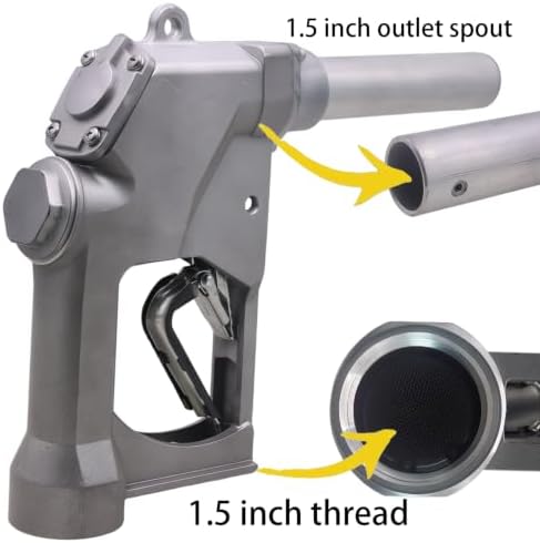 1-1/2" 1.5" Inch NPT Automatic Shut-Off Fuel Nozzle,Fuel Hose Swivel,Big Flow Rate 53 GPM,Heavy Duty Fuel Transfer Pump Gas Diesel Nozzle,3-Notch Hold Open Clip,working pressure 44PSI - Image 4