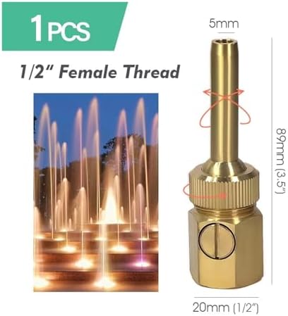 1 piece 1/2 3/4 1 Adjustable Brass Fountain Nozzle Built-in Valve Water Jet Straight Sprinkler(1I2 Inch female) - Image 2