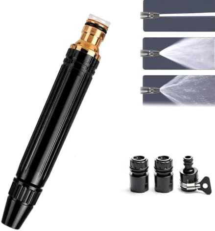 Heavy Duty Adjustable High Pressure Hose Nozzle Suitable 8X Booster Car Wash Water Gun with Jet Mist Shower Spray, Copper Alloy Portable Power Washer for Garden Lawn Watering (1 PCS) by Deedsen