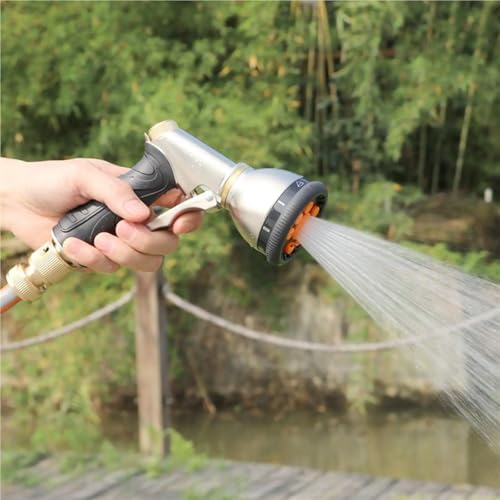 Garden Hose Nozzle with 9 Sprayer Patterns, Heavy Duty Metal High Pressure Hand Water Hose Nozzle Watering Plants and Lawn - Image 4