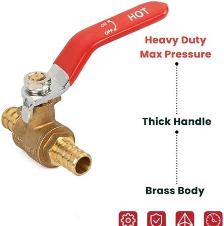 3/4" Pex Brass Ball Valve - Pex Fittings 3/4 Inch - 3/4 Pex Shut Off Valve - Crimping Tool - Fittings 3/4 Inch - Water Hose Shut Off Valve - Crimp Brass Ball Valve Hot Cold (Pack of 10) - Image 4