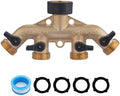 4-Way Hose Splitter Connector with Washers – Available in Standard & Acid-Washed Reddish Finish, Durable Brass & Plastic, Leak-Proof, Multi-Port Adapter (Standard, 2) by GBQA