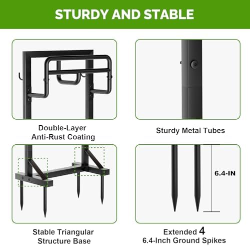 Garden Hose Holder with Stable Base and Tool Hooks, GAVISCITY Heavy-Duty Metal Hose Hanger Garden Hose Storage Holds 151Ft Hose, Rustproof Freestanding Water Hose Holder for Outside, Yard, Lawn, Black - Image 4