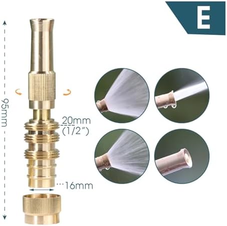 2 pcs Adjustable Brass Nozzle 1/2 3/4 Garden Hose Copper Adapter Quick Water Connector(E) - Image 2