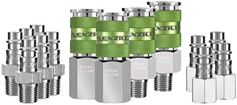 Flexzilla Pro High Flow Coupler & Plug Kit, 1/4" NPT, 14-Piece - A53458FZ by Flexzilla
