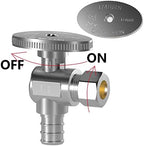 Hourleey 10 Pack Angle Stop Valve, Water Shut Off Valve 1/2" PEX x 3/8" OD Compression, Quarter Turn Chrome Plated Brass Valve - Image 3