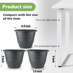 RooTrimmer 12 Inch Plant Pots, Large Planters for Outdoor Plants, Plastic Flower Pots - Durable and Lightweight with Drainage Holes (3 Packs, Gray) - Image 3