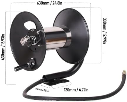 164FT Manual Washer Hose Reel, 4000 PSI Pressure Washer Hose Reel Heavy Duty 3/8in Connector Wall Mounted - Image 2