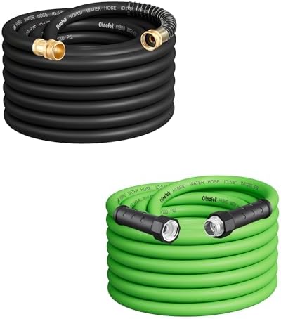 50ft Black Heavy Duty Garden Hose & 50ft Green Lightweight Garden Hose by otnofok